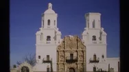 1972: The Towers Of An Old Spanish Mission In The Desert Arizona Stock Footage