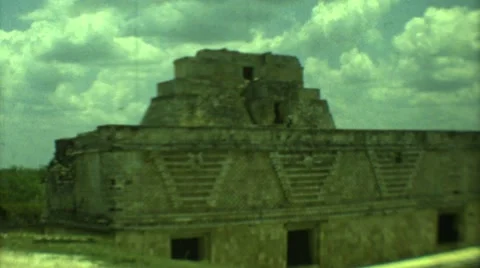 1973: complex of monuments of ancient mexico including a pyramid MEXICO Stock Footage