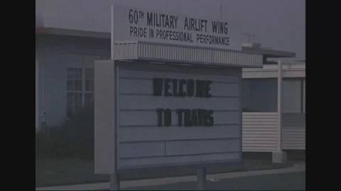 1973 Signs outside Travis Air Force Stock Video Pond5