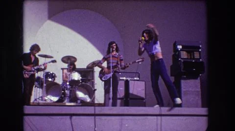 1973:MEDFORD NEW JERSEY USA. A Rock And Roll Band Performing Live, The Person Is Stock Photos