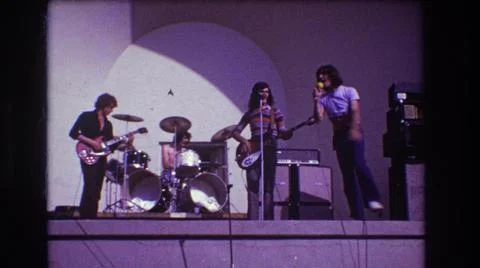 1973:MEDFORD NEW JERSEY USA. A Rock And Roll Band Performing Live, The Person Is Stock Photos