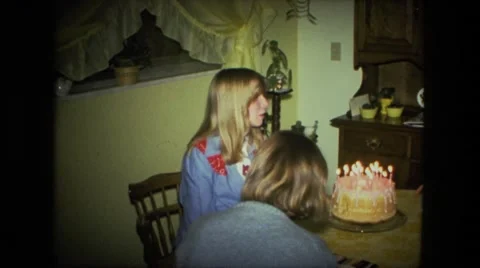 1974: birthday cake is seen FORT WAYNE, INDIANA Stock Footage