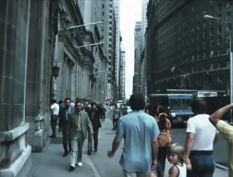 1974 Broadway Lower Manhattan Street Scenes with Traffic and Pedestrians - 2K Stock Footage 314367341