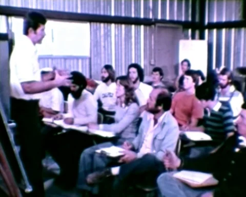 1976: TEACHER IN CLASSROOM Stock Footage 93344950