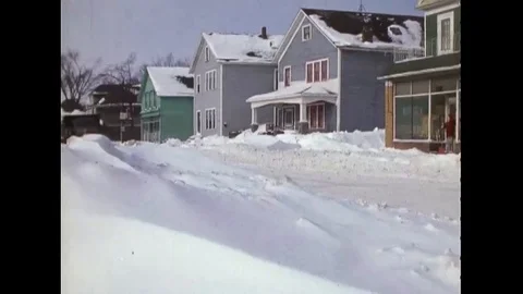 1977 - A Buffalo suburb is buried in snow. Stock Footage 106295198