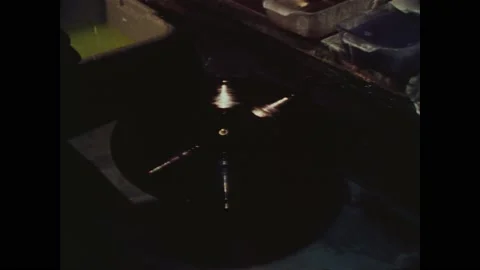1977 - Phonograph records to be placed on the Voyager space probes are washed Stock Footage 248300669
