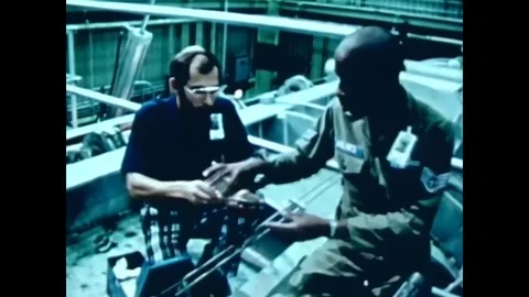 1978 - Data is gathered from the test conducted by AFSC Staff on aerial cannon Stock Footage 79445931