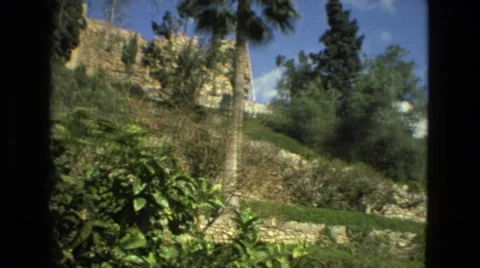 1978: view of castle and gardens behind it LAS VEGAS Stock Footage