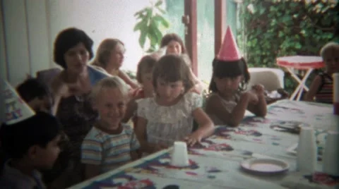 1979: Cute Boys Birthday Party Cake Neighborhood Playmate Party. Stock Footage 59472176