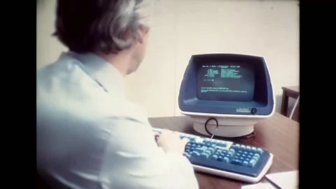 1980, EARLY COMPUTER TERMINAL / DESKTOP SYSTEM /TERMINAL Stock Footage 226724067