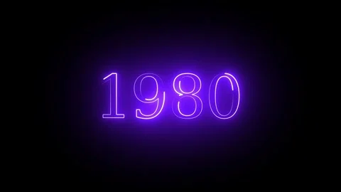 1980 neon line text. Abstract 1980 neon text animation, Glowing neon number.. Stock Footage 337831514