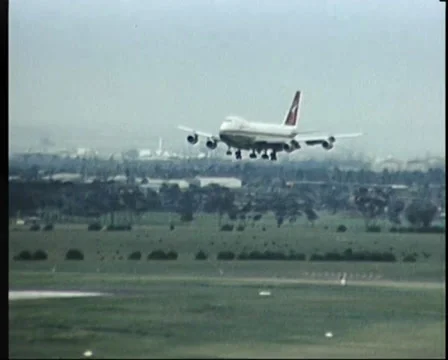 1980: QANTAS Aircraft Landing, Australia Stock Footage 37350067