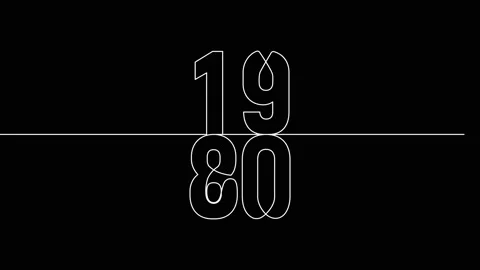 1980 year continuous line art clip self drawing animation on white black ba.. Stock Footage 314507839
