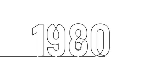 1980 year continuous single one line art drawing animation numbers video 스톡 동영상 313389968