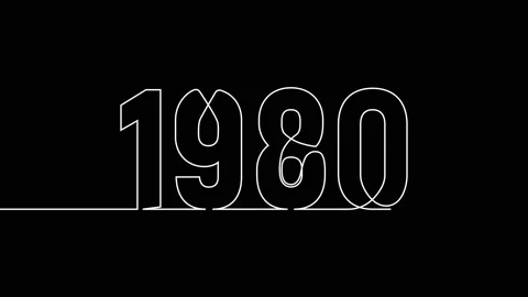 1980 year continuous single one line art drawing animation numbers video Stock Footage 313389969