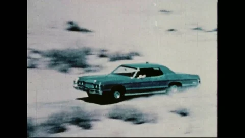 1980s, Animation, how airbags function and operate, policeman crashes his car Video stock 124229303