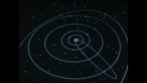 1980s: Animation of the orbits of the planets and Halley's comet. Stock Footage 249615347