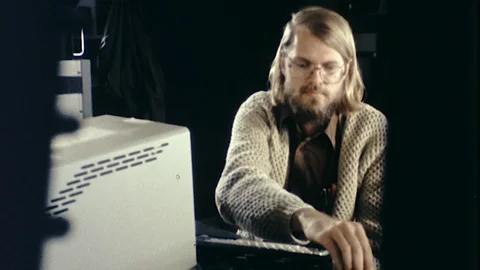 1980s Computer Programer Checks Writes Code Calculation Vintage Film Home Movie Stock-Footage 90680955