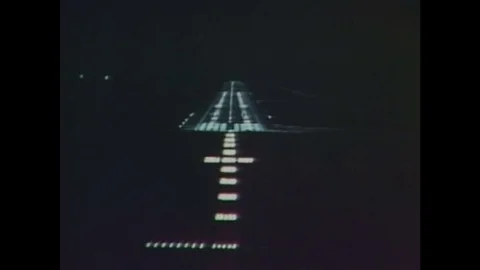 1980s: Computerized airplane landing display, compared to images of the actual Video stock 84904074