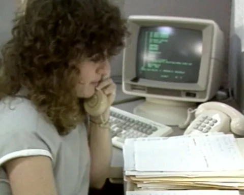1980s:  Computers in the Australian Workplace Stock-Footage 112536970