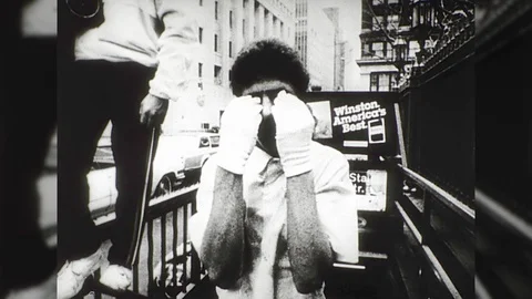 1980s Crazy Man Dances Hip Hop Subway NYC Weird Guy Vintage Old Film Home Movie Stock Footage 86516853