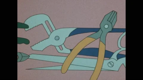 1980s: Drawing of various two handle twos that uses levers. Diagram of lever Vidéo 192250083