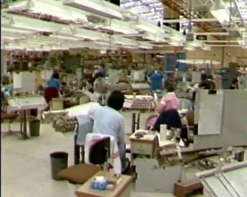 1980s: Electronics Factory Workers Stock Footage 112536879