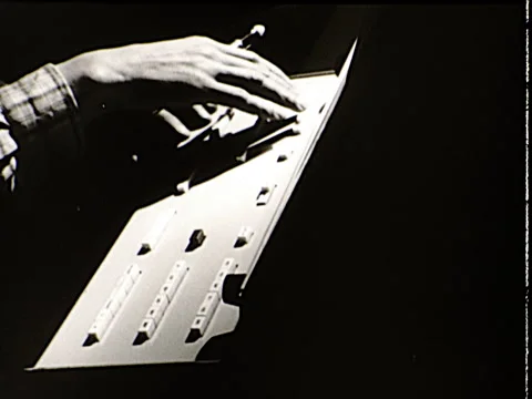 1980s Graphics Modeling Computer Men Geeks at Console Vintage Old Film Movie Stock Footage 153882078