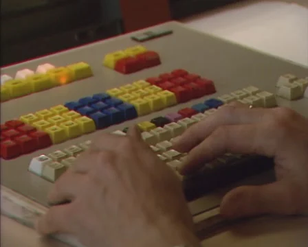 1980s industrial computer keyboard, input data Stock Footage 46702117