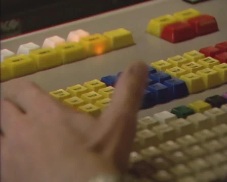 1980s industrial computer keyboard, input data - close up Stock Footage 46702258