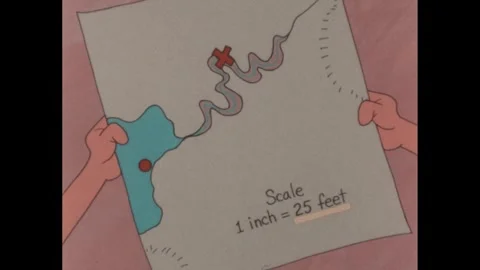 1980s: Lines flash on map of canyon. Multiplication problem appears. Tremor Stock Footage 245750771