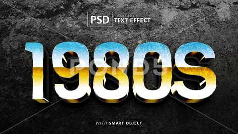 1980s retro 3d text effect editable PSD Template