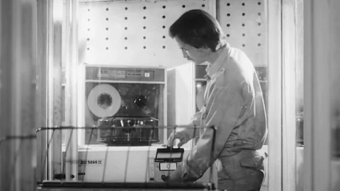 1980s Soviet Early Computer IBM Programer Data Storage Vintage Old Film Movie Stock Footage 87291601