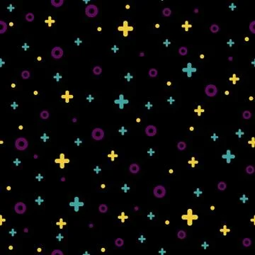 1980s style abstract shape black memphis pattern Stock Illustration