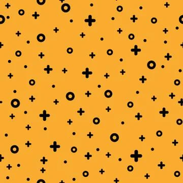 1980s style abstract shape orange memphis pattern Stock Illustration