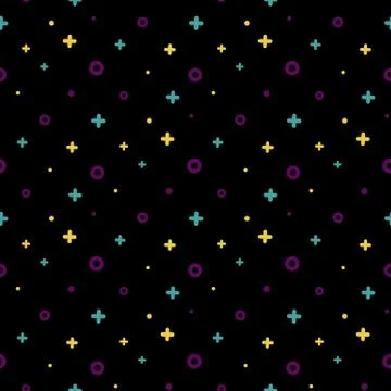 1980s style structured shape black memphis pattern Stock Illustration