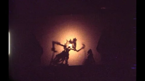 1980s Thai Shadow Puppet Theater - Vintage 8mm Archival Film Stockbeeldmateriaal 325995626