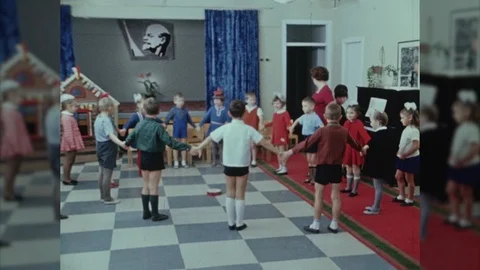 1980s Young Pioneers Communist Kids Dance Indoctrination Vintage Film Movie Stock Footage