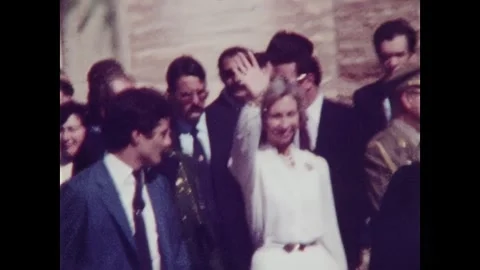 1981 - Queen Sofia of Spain waves as she and King Juan Carlos leave Stock-Footage 341432856