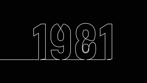 1981 year continuous single one line art drawing animation numbers video Stock Footage 313389971