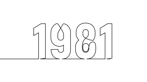 1981 year continuous single one line art drawing animation numbers video Stock-Footage 313389975