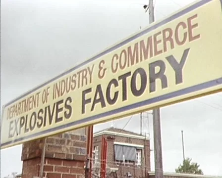 1982: Explosives Factory (exterior)  Stock Footage 61378105
