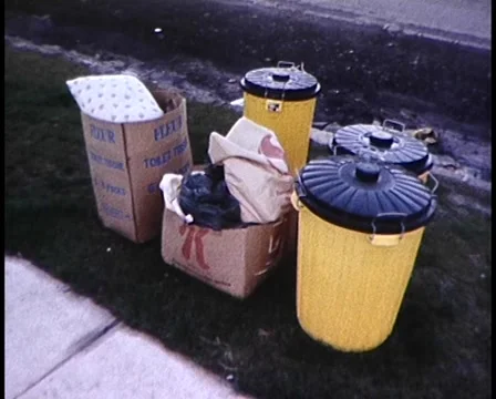 1982: Garbage Collection, "Bin Day" Melbourne Australia Stock Footage 46471911