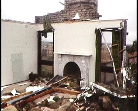 1982: SEVERE WEATHER OR TORNADO DAMAGE TO HOUSE Stock Footage 49094219
