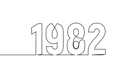 1982 year continuous single one line art drawing animation numbers video 库存影片 313389979