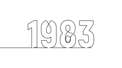 1983 year continuous single one line art drawing animation numbers video Stock Footage 313389977