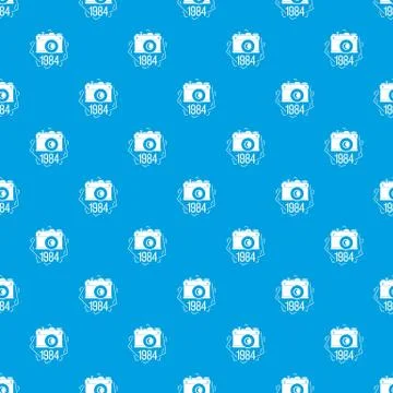 1984 photo camera pattern seamless blue Stock Illustration