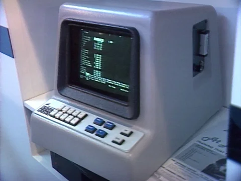 1985: Interactive Video Terminal / Computer Demonstration Video stock 69529334
