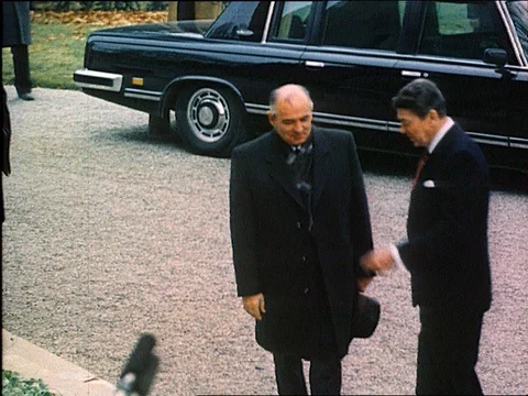 1985 PEACE SUMMITT: Ronald Reagan with Mikhail Gorbachev Stock Footage