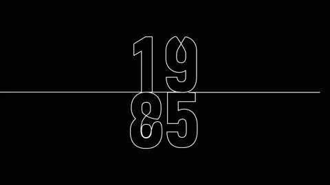 1985 year continuous line art clip self drawing animation on white black ba.. Stock Footage 314507849